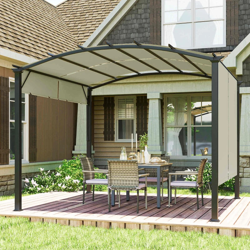 11' X 11' Outdoor Retractable Pergola Canopy For Backyard, BeigeMultiple Packages