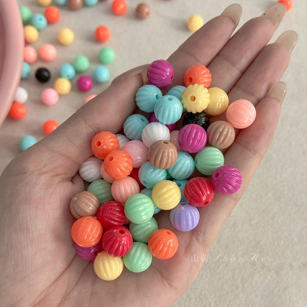 10mm Pumpkin Acrylic Beads, Solid Color PS Plastic Round Charms With Straight Hole For DIY Jewelry Making, Bracelets, Necklaces & Kids Crafts, Mixed Pastel Colors