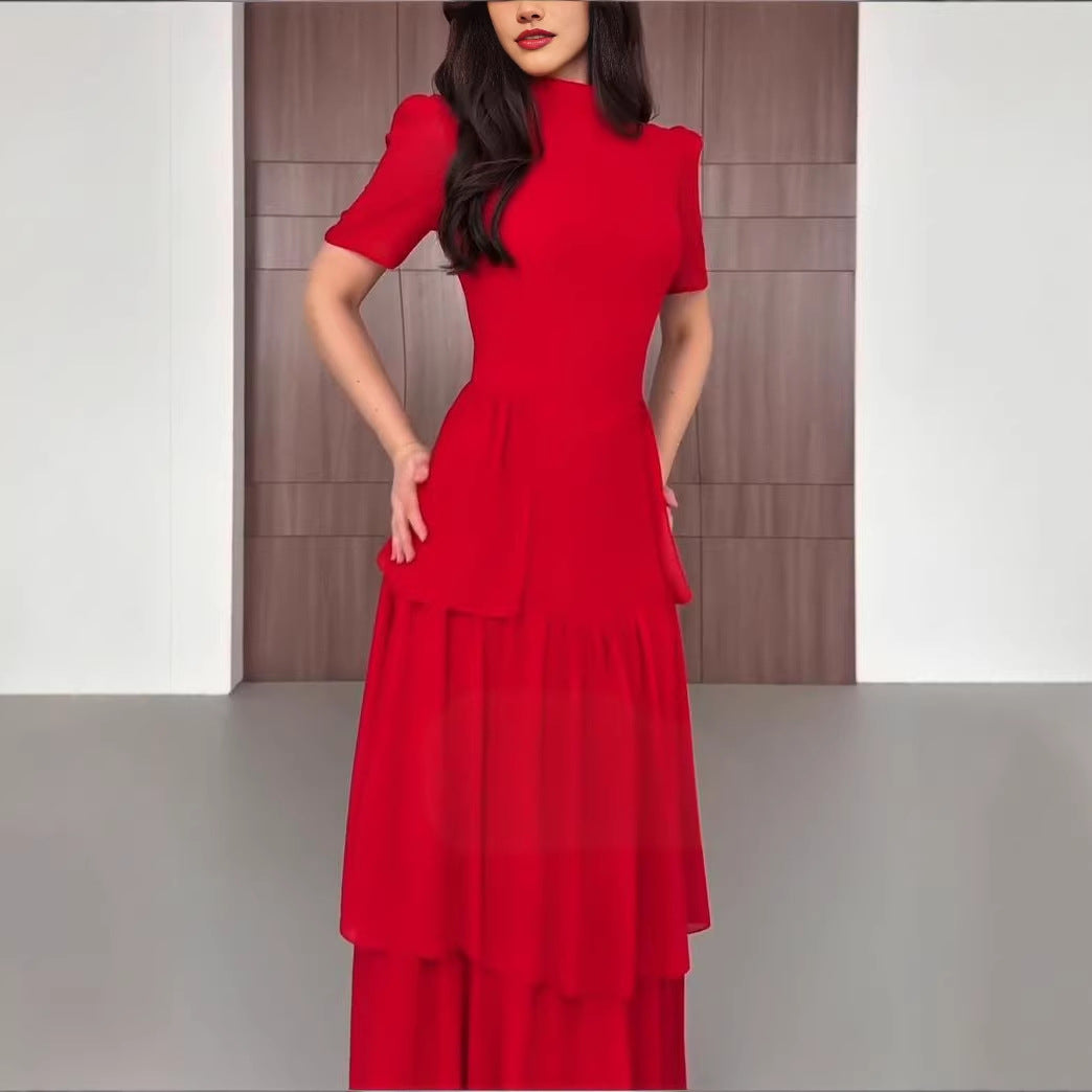Womens Elegant Ruffled Fashion Casual Dress