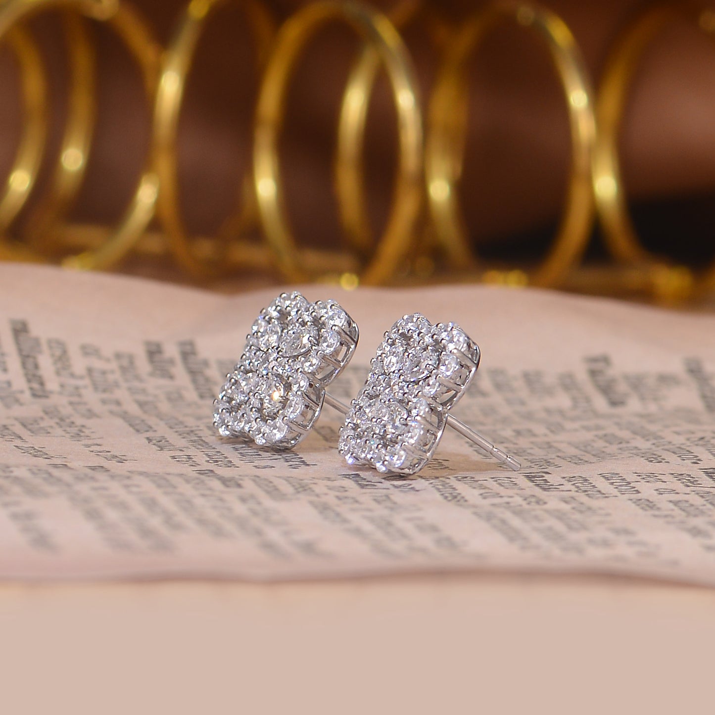 S925 Sterling Silver Moissanite Flower Stud Earrings  Pear Cut Clover Design With GRA Certificate Platinum Plated Jewelry Gift Box Set For Women