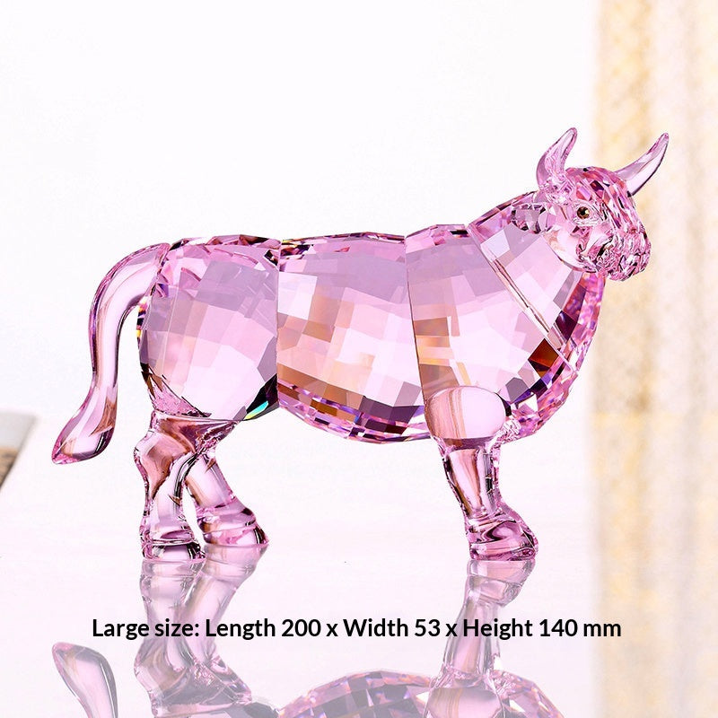 Crystal Ornament Lucky Mascot Wangcai Ox Gift Craft Decoration Piece