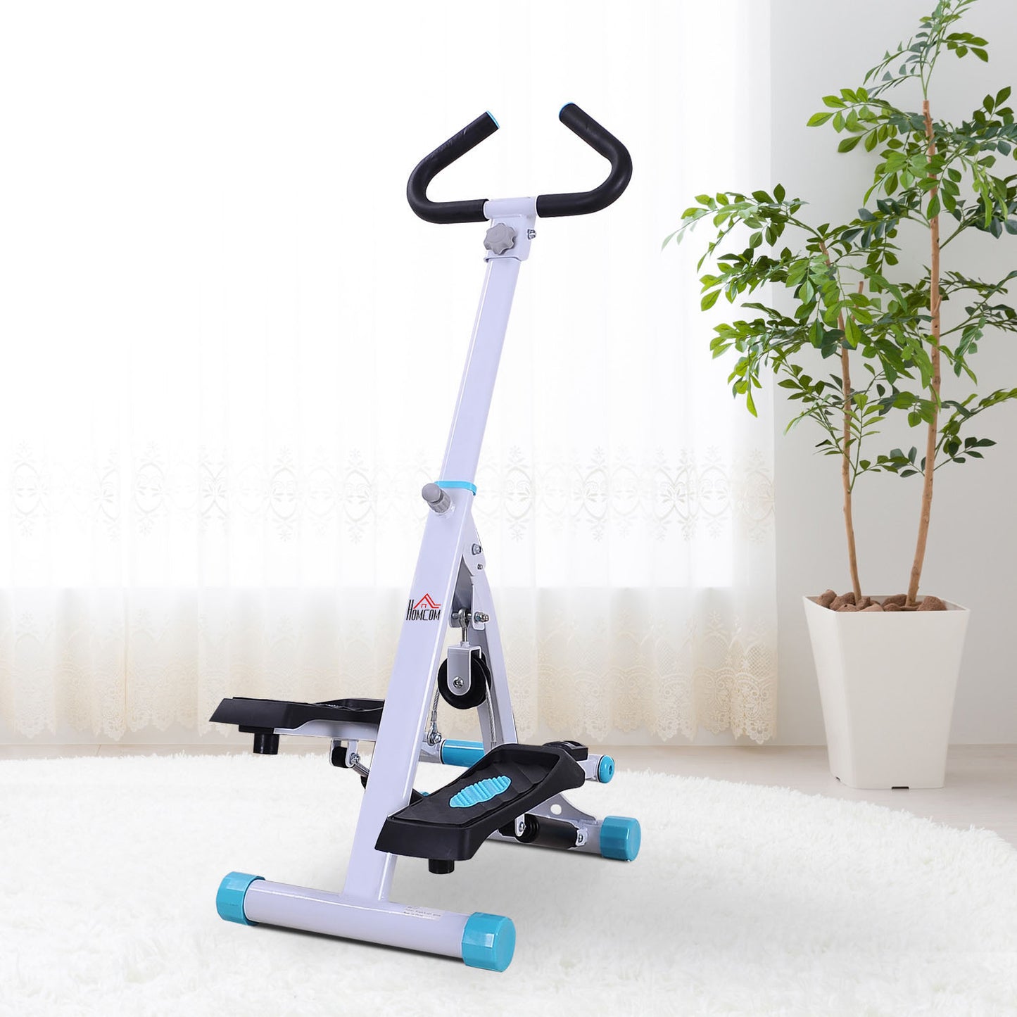 Stepper W/ Handle Hand Grip Workout Fitness Machine For Fitness Aerobic Exercise Home Gym White