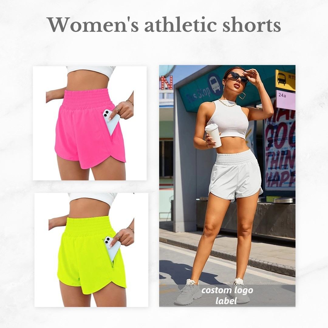 High Elastic Drawstring Sports Shorts For Women With Zippered Anti Theft Pockets, Lightweight Quick Dry Thermal Leggings For Outdoor Running And Yoga