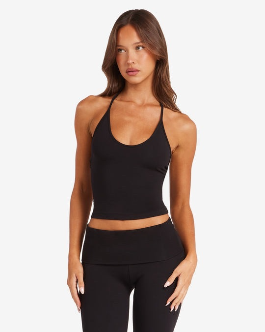 Yoga Outfit With Built-in Pads Halter Tank Top  High-Rise Bare-Skin Quick-Dry Flared Workout Pants