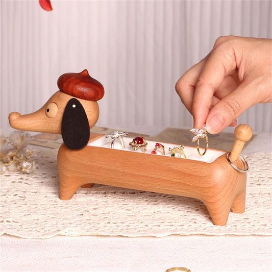 Ring Storage Cartoon Cute Solid Wood Desktop Ornaments