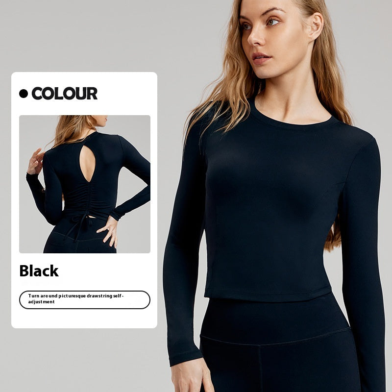 Yoga Clothes Long Sleeve Women's High-grade Hollow-out Beauty Back Sports Belt Chest Pad