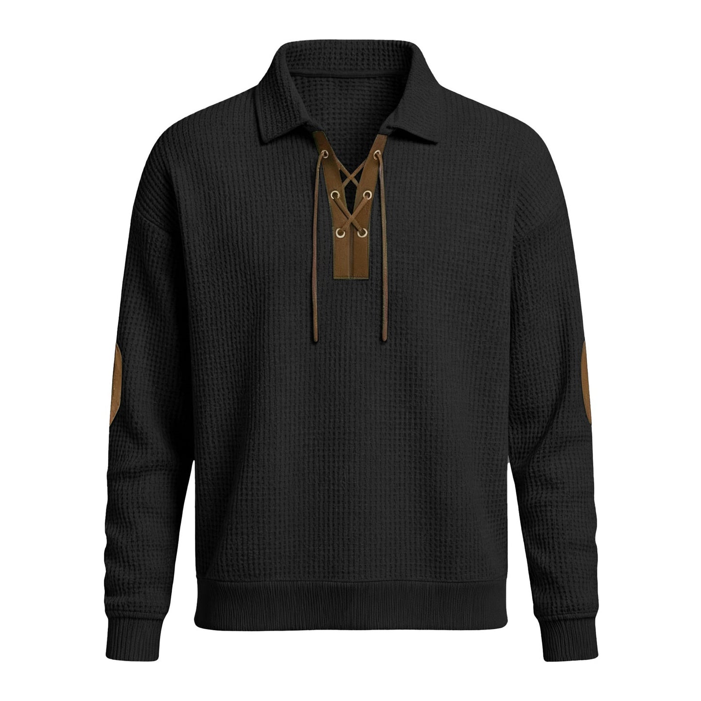 Mens Fashion Solid-Color Long-Sleeve Loose-Fit Sweatshirt