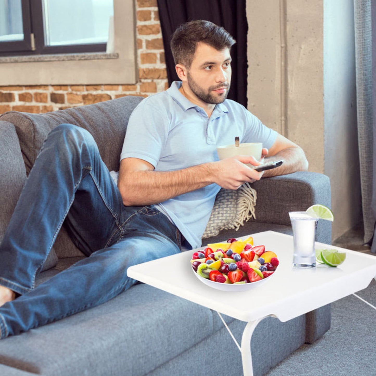 1Pc Foldable Tray Table Portable Sofa TV Tray 6 Heights 3 Angles Laptop Desk Adjustable Eating Dinner Coffee For Bed Dorm Home