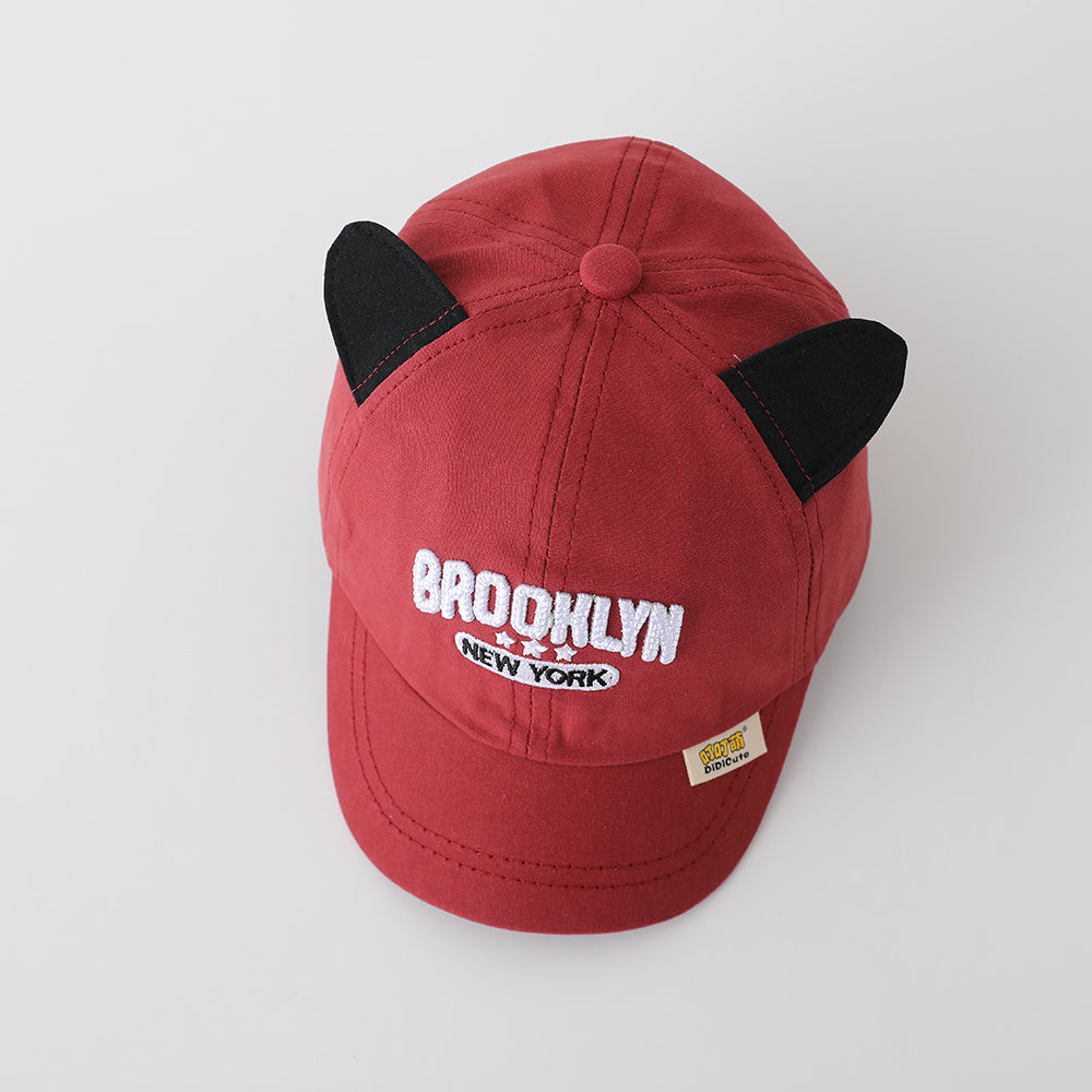 Solid-color Three-dimensional Multi-letter Embroidered Adjustable Cartoon Ears Cute And Casual Children's Baseball Cap Suitable For Outdoor Sports And Daily Use