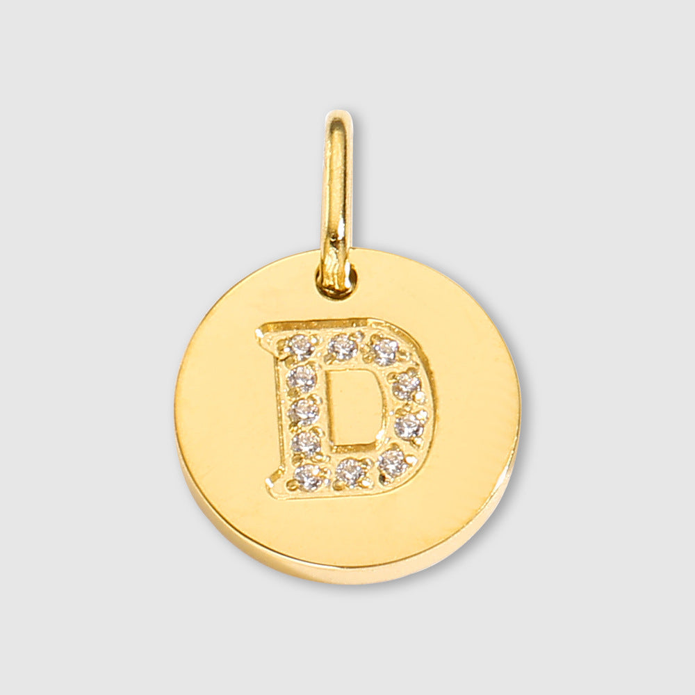 Diamond-Encrusted Jewelry Accessories Stainless Steel Letter Pendant