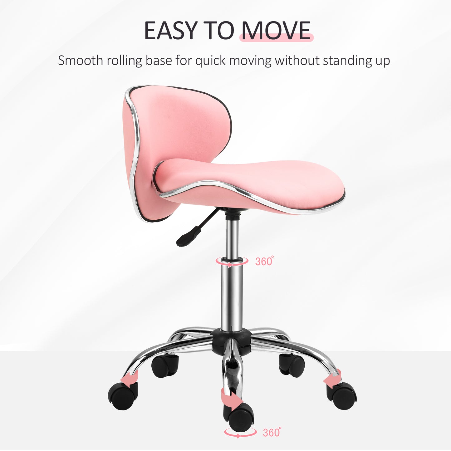 Adjustable Rolling Swivel Beauty Salon Chair, Stool For Spa, Pink