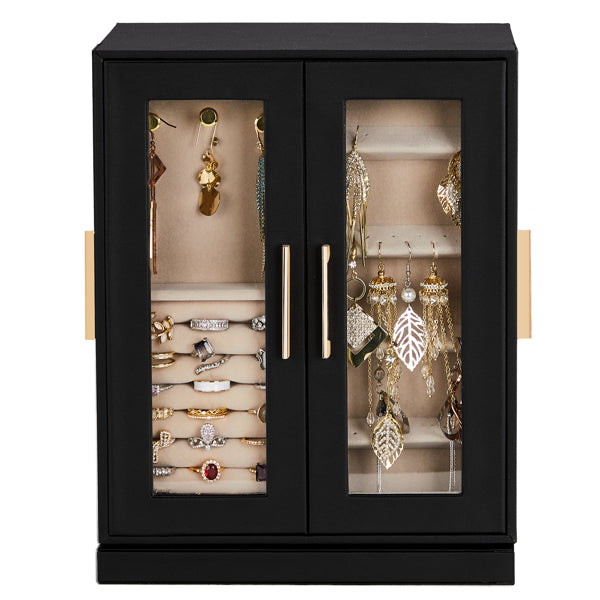 Four Sides With Storage, 5 Drawers That Can Rotate. Black Cabinet Body,   Velvet Fabric. Necklace Box.