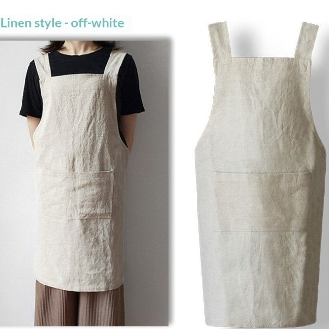 Linen-cotton Breathable And Comfortable Korean-style Apron