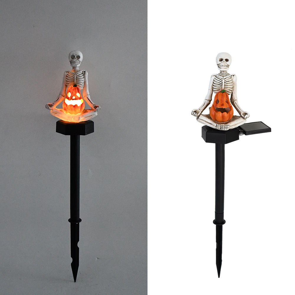 Solar Yoga Pumpkin Skull Lawn Lamp