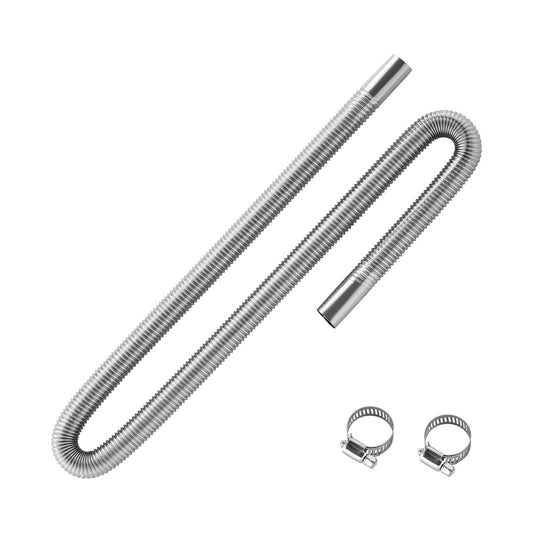 Exhaust Hose, 47.2 Inch Diesel Heater Flexible Exhaust Pipe, Stainless Steel Exhausts Hose With 2 Hose Clamps, Exhausts Hoses Kit Diesel Heater Accessories For 2KW 5KW 8KW Diesels Heaters
