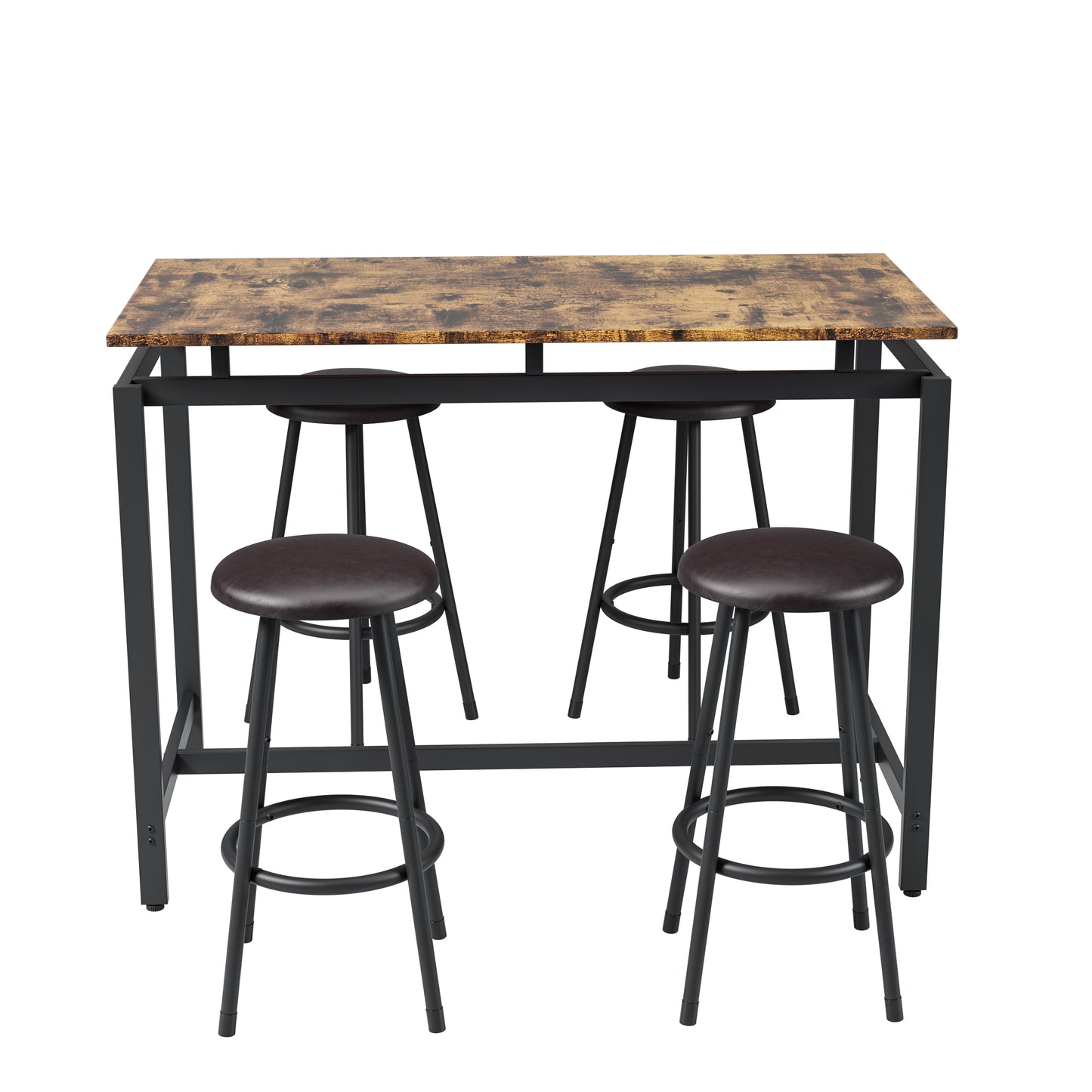 5-Piece Kitchen Counter Height Table Set, Bar Table With 4 Stools