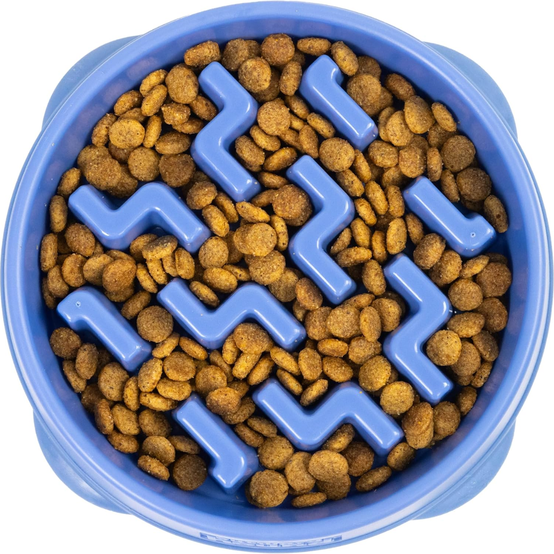 Feeder Slo Bowl  Medium 2Cup Capacity, Slow Feeding, Small To Medium Dogs  Cats, Non Slip, Blue, Notch Pattern
