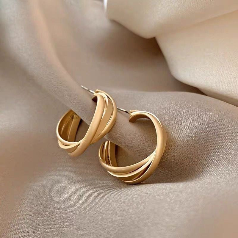 Refined Brushed Metal Earrings For Women Silver Needle Minimalist Premium Jewelry