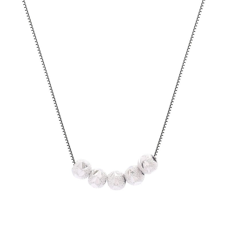1pcs 999 Sterling Silver Faceted Frosted Bead Necklace, Elegant Dainty Style, Ideal For Birthday & Holiday Gifts
