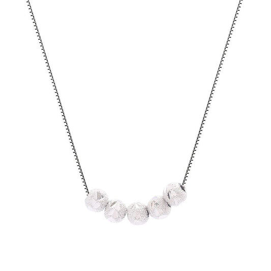 1pcs 999 Sterling Silver Faceted Frosted Bead Necklace, Elegant Dainty Style, Ideal For Birthday & Holiday Gifts