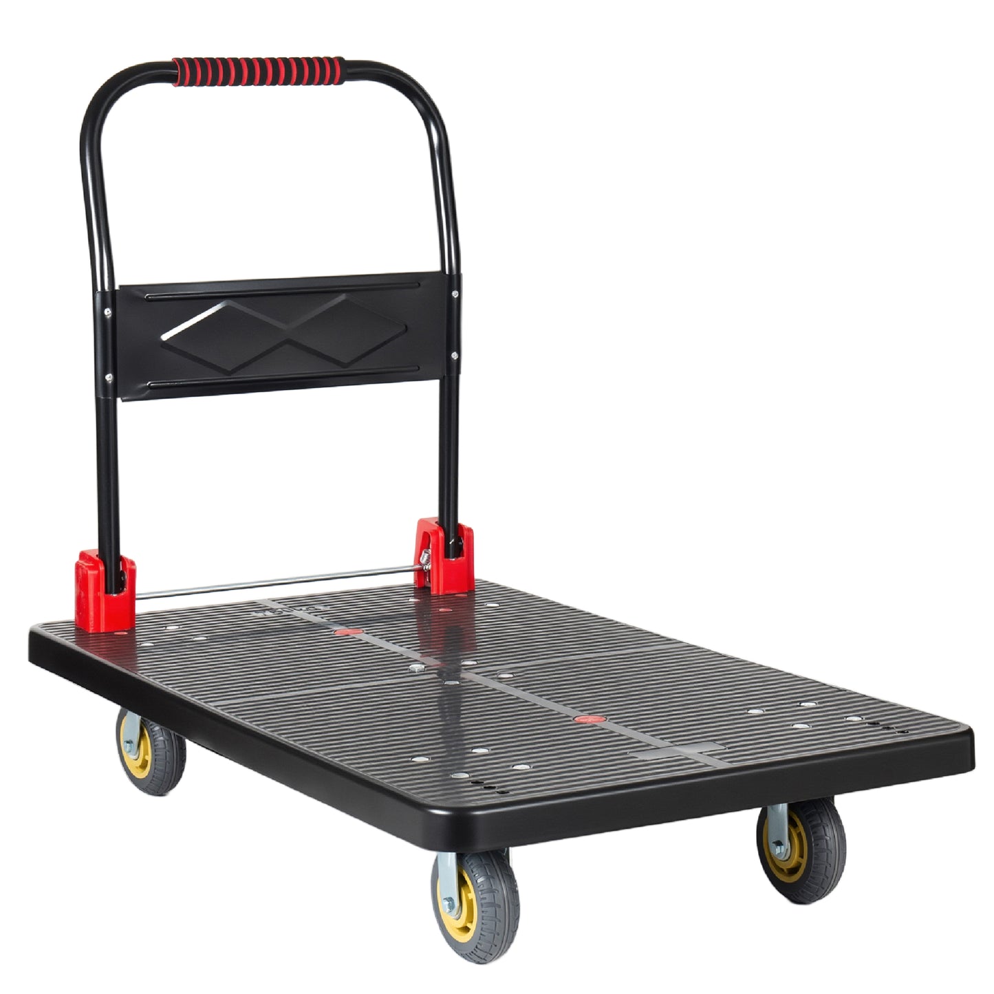 25.5 X43.5  Platform Truck  Foldable Handcart With 5  TPR 360- Degree Silent Wheels  1500lbs Heavy- Duty Push Dolly Cart  5 Steel Load- Bearing Beams For Warehouse Garage Home Use