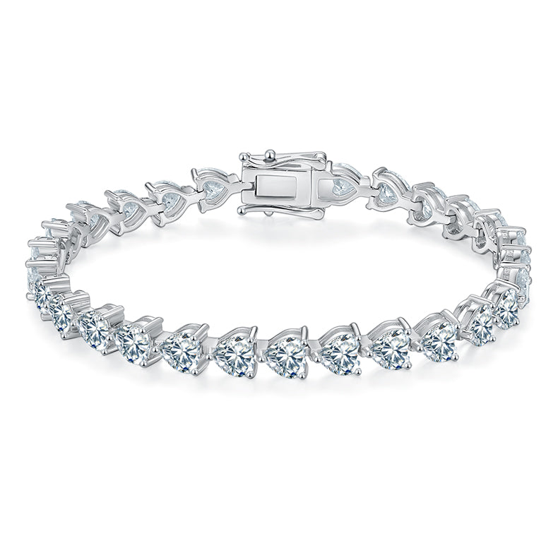 S925 Sterling Silver 5x5mm Heart Cut Moissanite Tennis Bracelet D Color VVS1 16-18-20cm Platinum Plated GRA Certified Gift Box