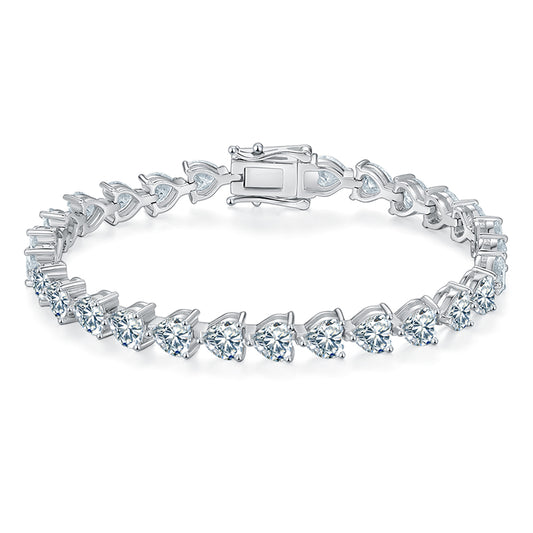 S925 Sterling Silver 5x5mm Heart Cut Moissanite Tennis Bracelet D Color VVS1 16-18-20cm Platinum Plated GRA Certified Gift Box