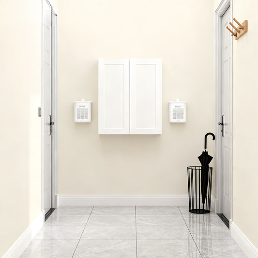White Shaker Solid Wood Wall Cabinet With Soft-Close Doors, Adjustable Shelves - 24  Double Door Storage For Kitchen, Bathroom, Laundry, Garage  Easy Assembly, 24 W X 12 D X 42 H
