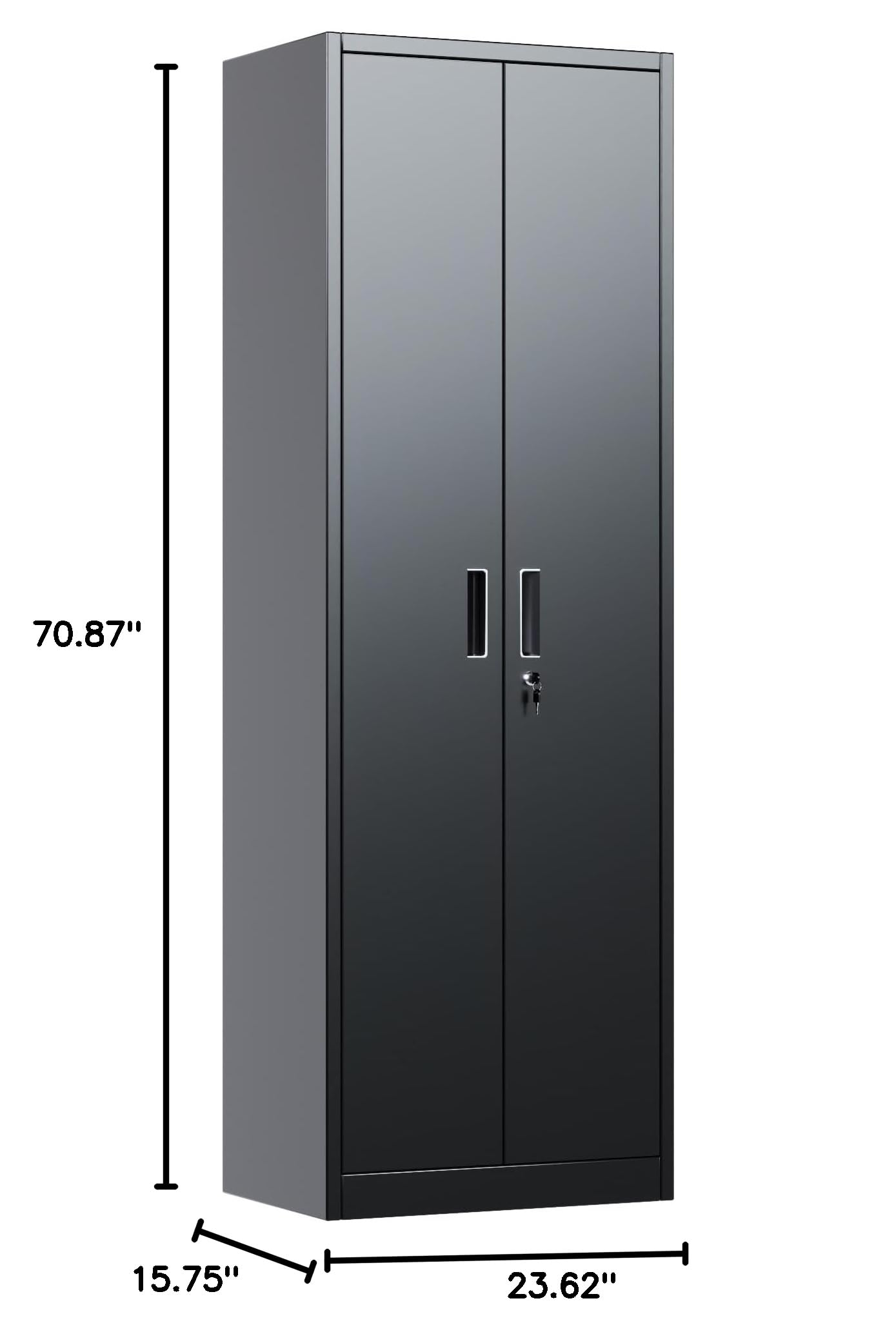 Narrow Metal Garage Storage Cabinet, Lockable Narrow Steel Storage Cabinet With 4 Adjustable Shelves For Garage, Office, Home, Assembly Required, Black