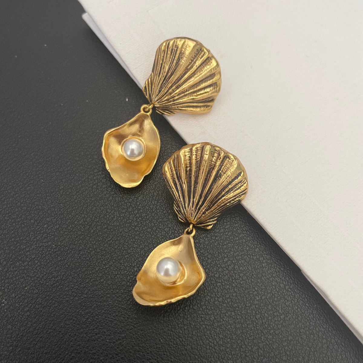 Accessories Gold Foil Metal Cased Earrings With Electroplating