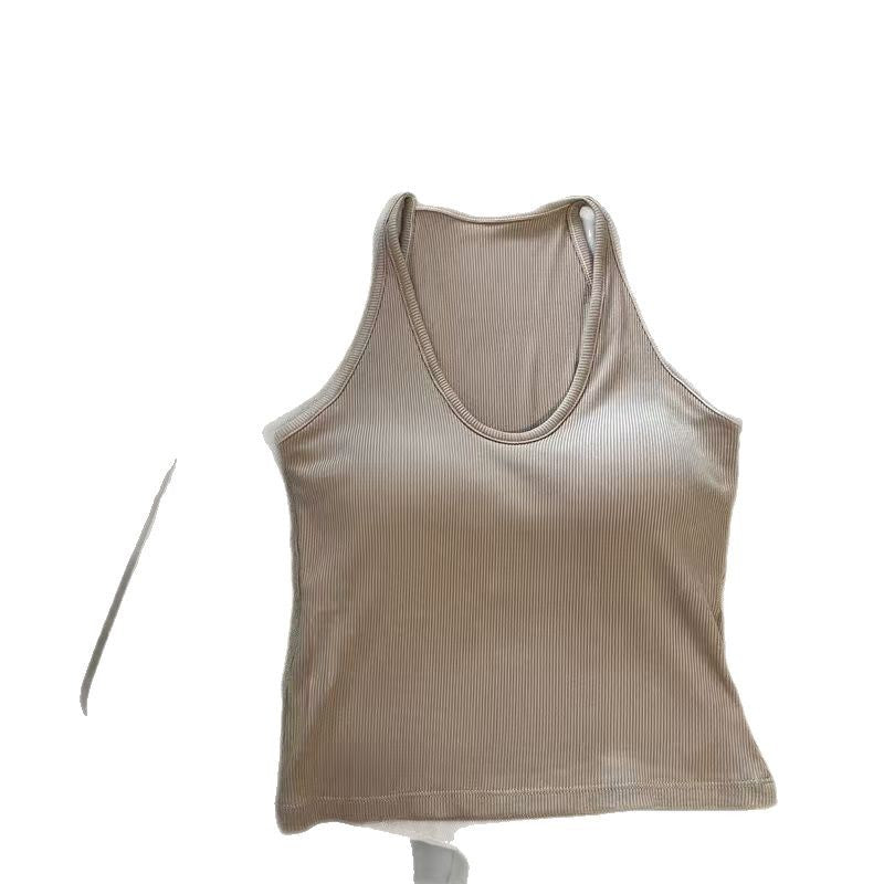 Hanging Neck Pure Want Beauty Back Solid Color Wrapped Chest Tube Top Bottoming Inner Fixed Cup