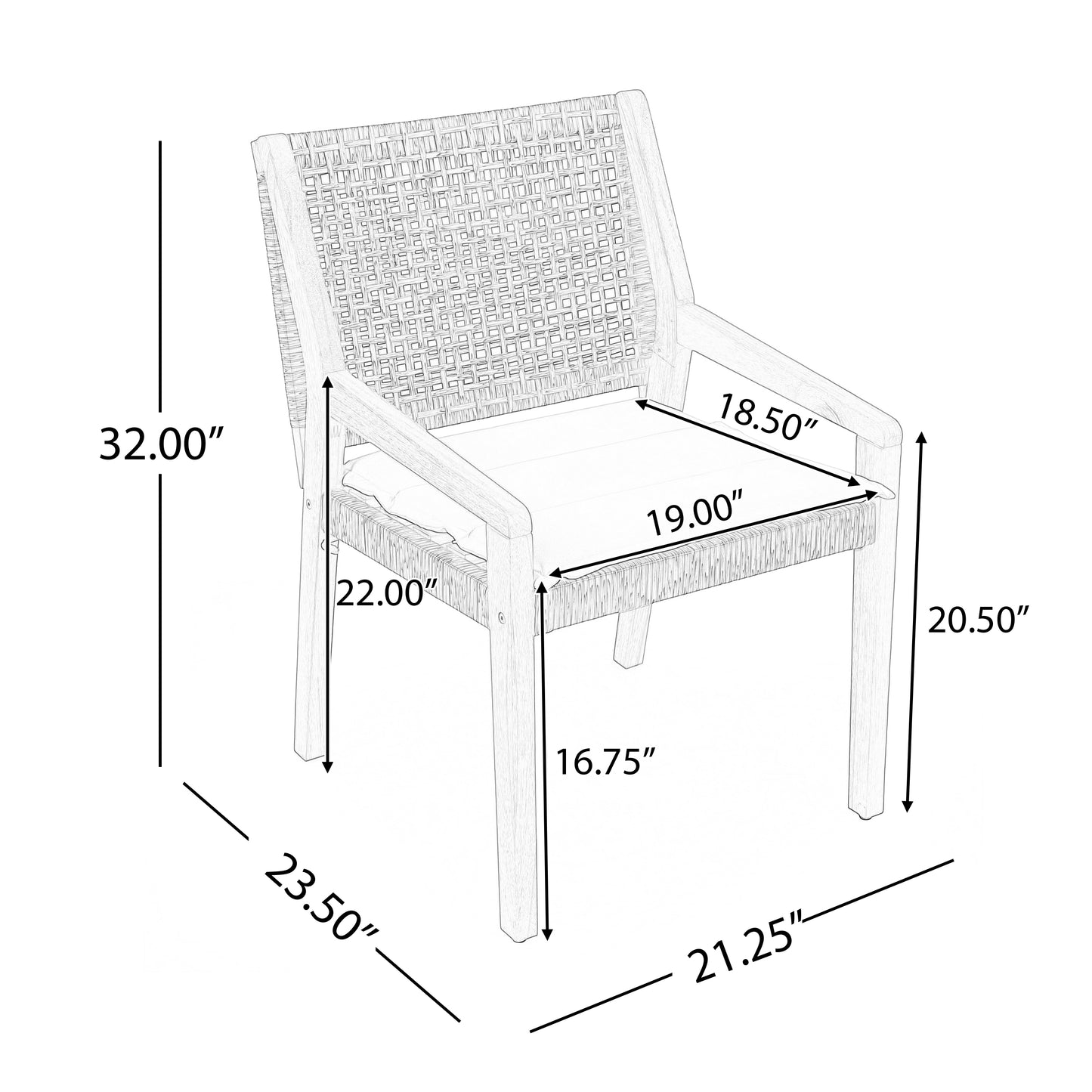 Outdoor Dining Set -Premium Acacia Wood Della Table & Wicker Chairs With Cream Cushion For Comfortable Dining Experience,Suitable For Large Gatherings 1 Table   4 Chairs
