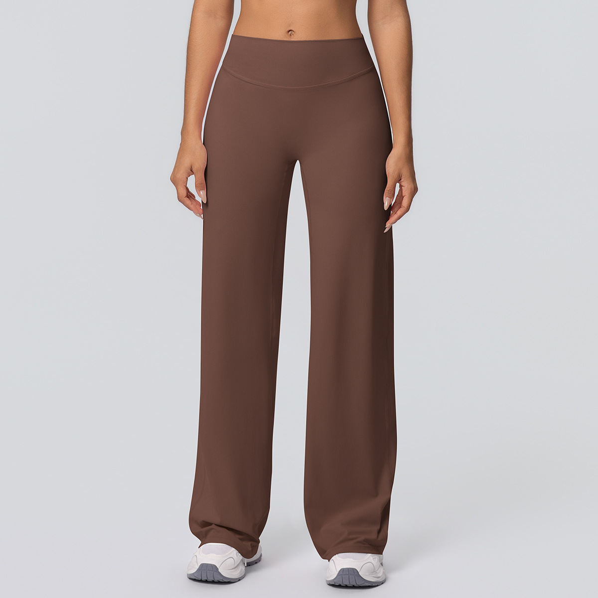 Double-sided Brushed Solid-color High-waisted Loose-fitting Breathable Yoga Wide-leg Pants