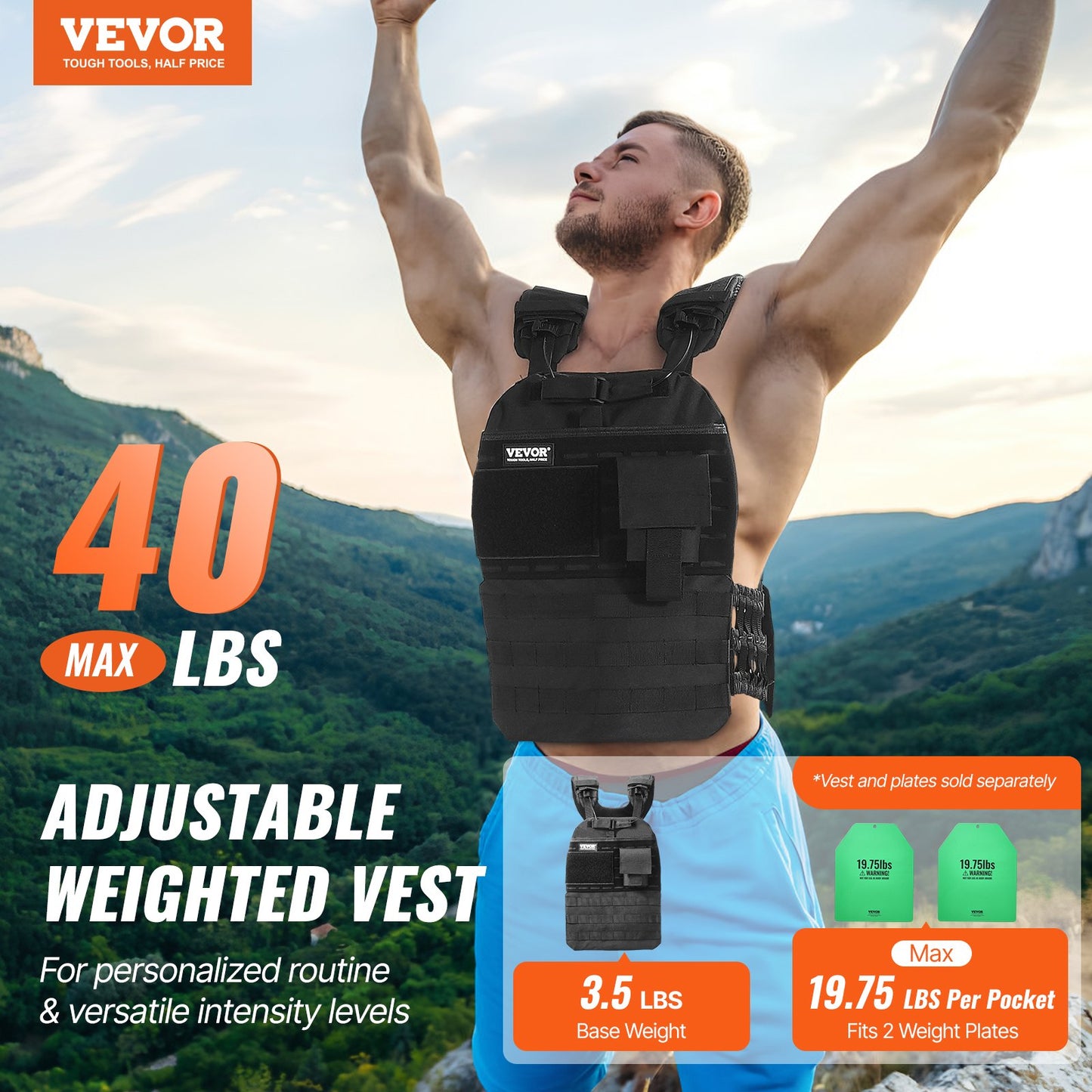Gewichtsweste 18,14 Kg, Verstellbare Gewichtsjacke Für Männer Und Frauen, Trainingsgerät Für Kraft- Und Ausdauertraining Laufen Joggen Gehen Fitness Gewichtsverlust Schwarz