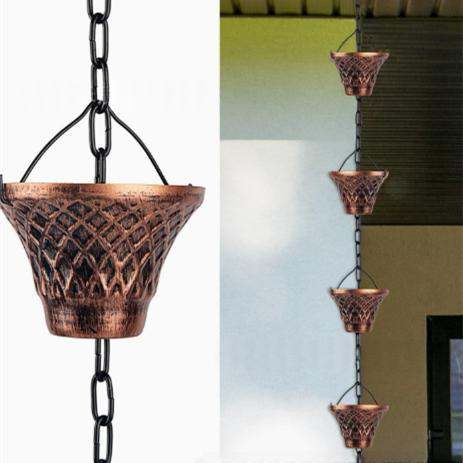 Gutter Downspout Splitter Outdoor Decorative Metal Copper Lattice Rain Chain