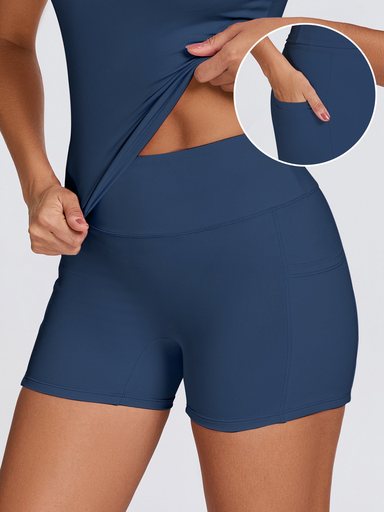 Womens Quick-Drying Yoga Outfit With Pockets Outdoor Running And Fitness Shorts