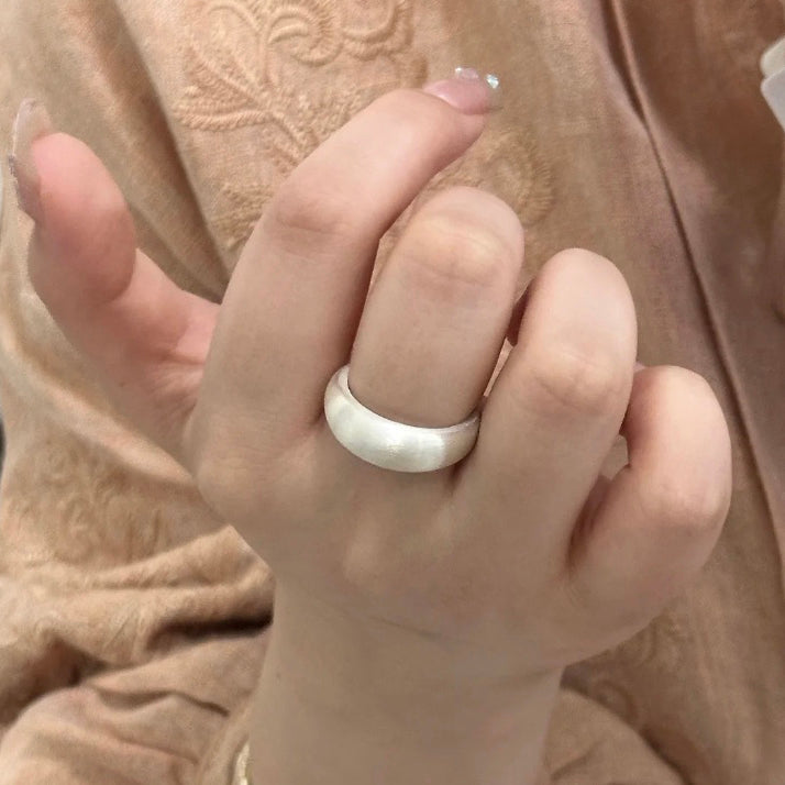 1pcs 999 Sterling Silver Brushed Solid Band Ring, Minimalist Chic Style, For Daily Wear & Casual Office Outfits