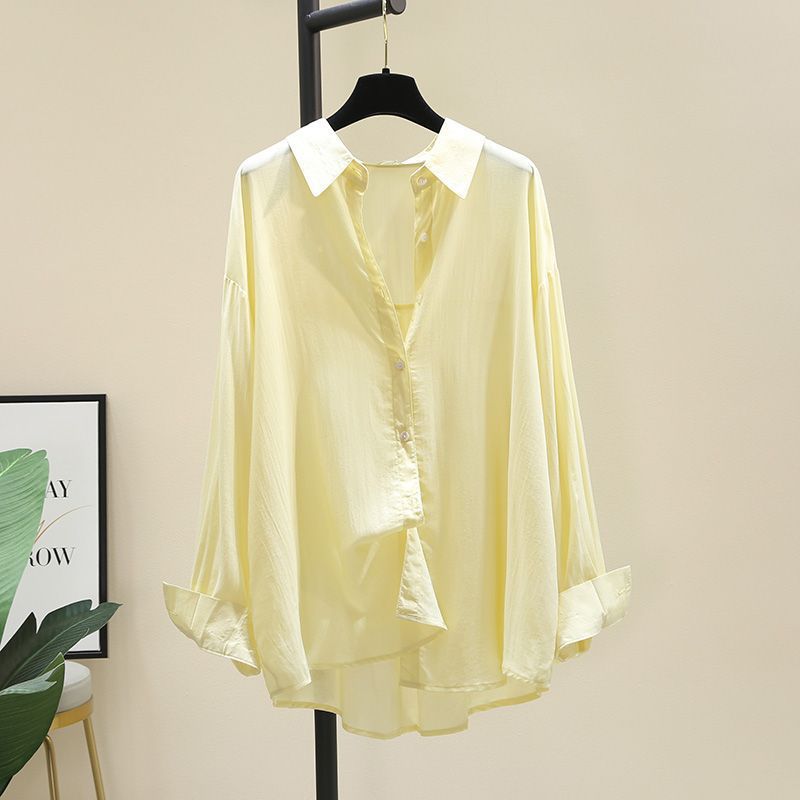 Outerwear Drapey Tencel Cotton Shirt Womens Korean-Style Loose Casual