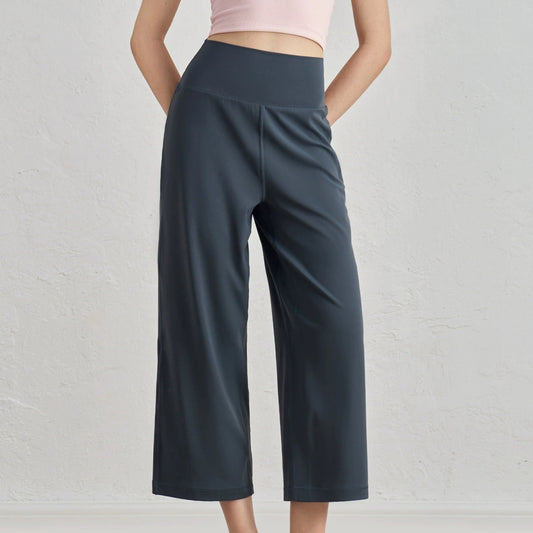Nude Feel High Waist Wide Leg Mid-length Yoga Pants New Loose Slimming Draping Effect