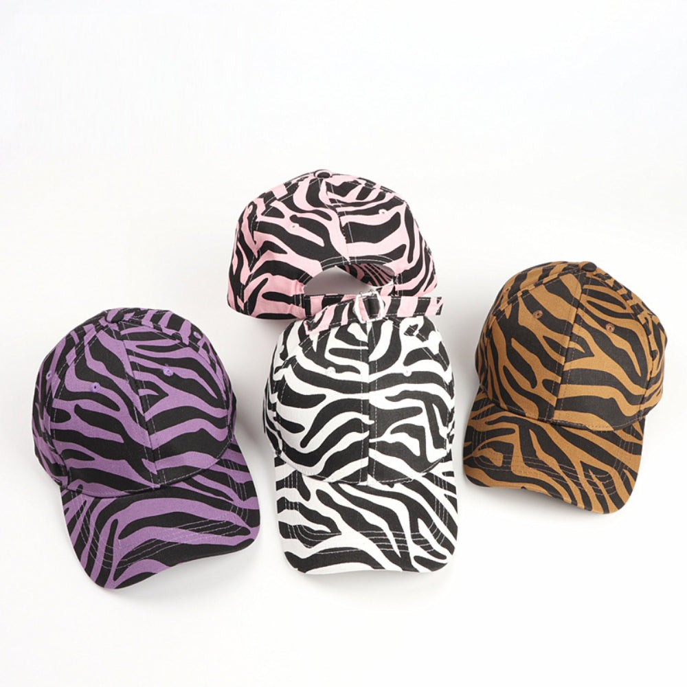 The Zebra-striped Printed Adjustable Fashion And Versatile Style Bowler Hat Is Suitable For Outdoor Shopping And Outings.