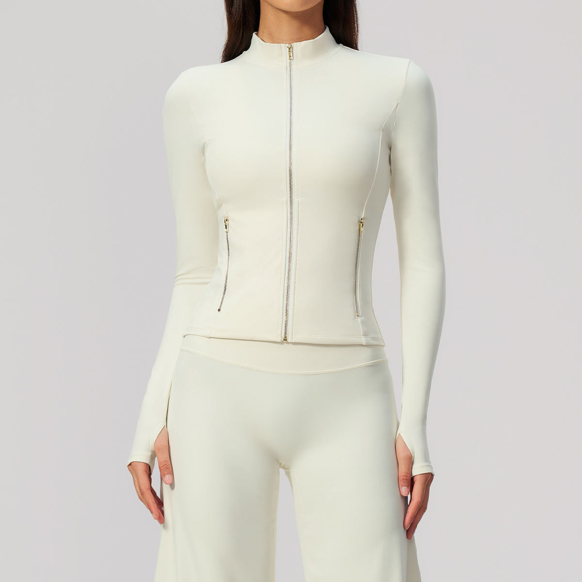 Figure-flattering Stretchy Fitness Zip-up Cardigan Womens Sports Jacket