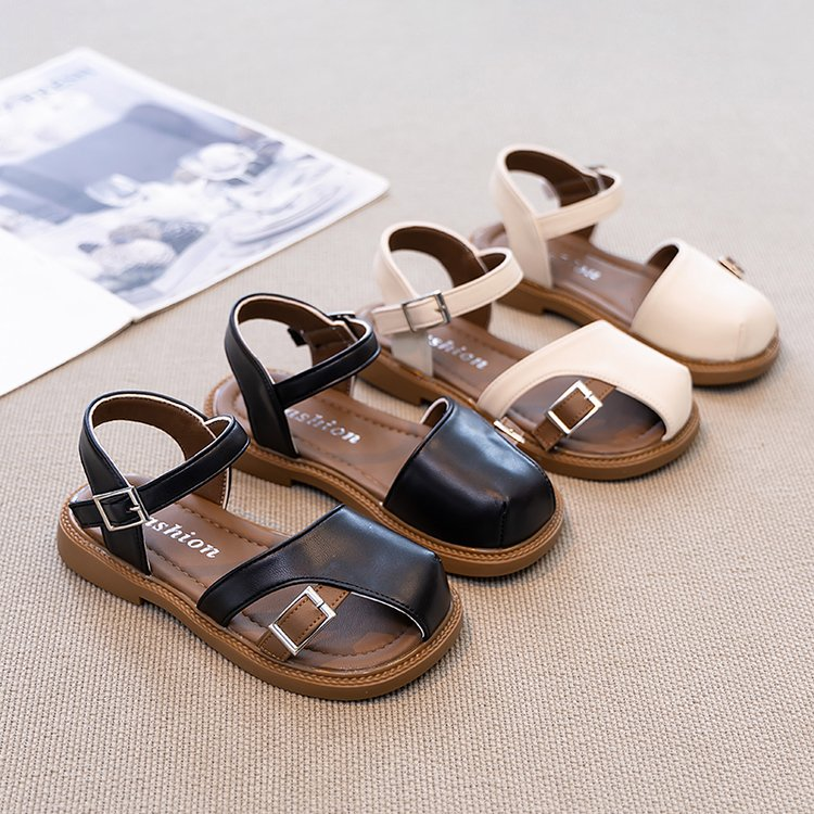2026 Summer Korean Style Half Closed Toe Girls Sandals, Forest Princess Style Casual Roman Shoes For Kids Baby Fashion Footwear