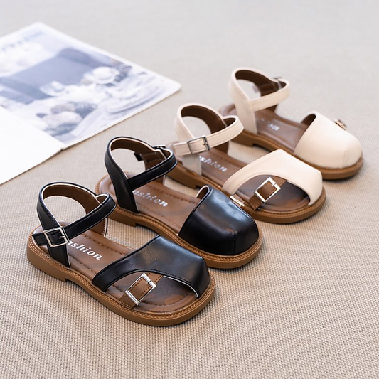 2026 Summer Korean Style Half Closed Toe Girls Sandals, Forest Princess Style Casual Roman Shoes For Kids Baby Fashion Footwear