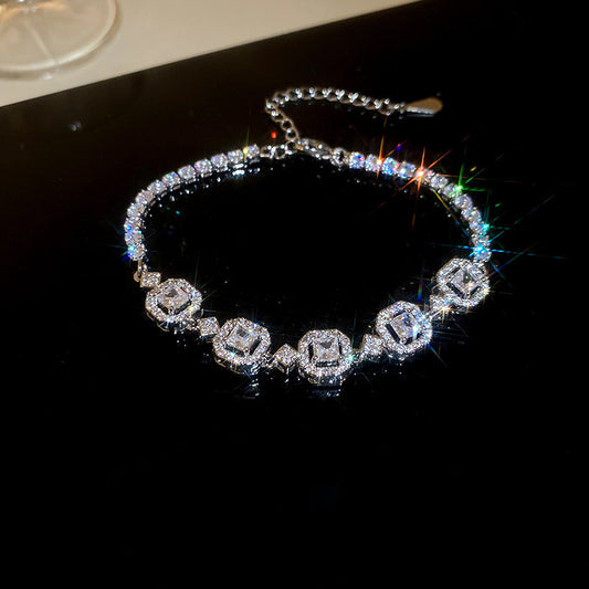 Western Style Zirconia Love Heart Bracelet Chic Dainty Bangle Premium Niche Trendy Fashion Hand Jewelry