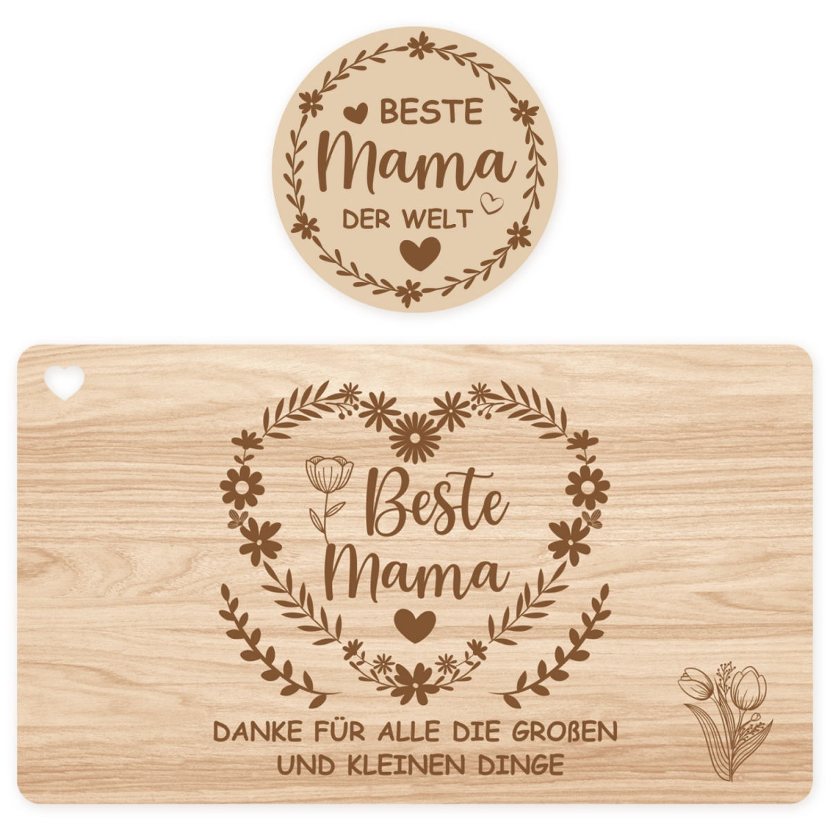 “Best Mom In The World” Gift – Breakfast Board With Coaster – Unique Gift Idea For Mom – Wooden Breakfast Board Gifts For Mom – Christmas, Birthday, Mother’s Day – Mother’s Day Gift For Mom