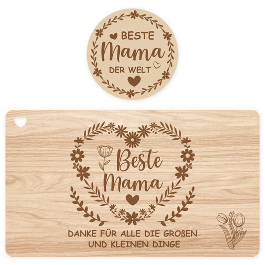 “Best Mom In The World” Gift – Breakfast Board With Coaster – Unique Gift Idea For Mom – Wooden Breakfast Board Gifts For Mom – Christmas, Birthday, Mother’s Day – Mother’s Day Gift For Mom