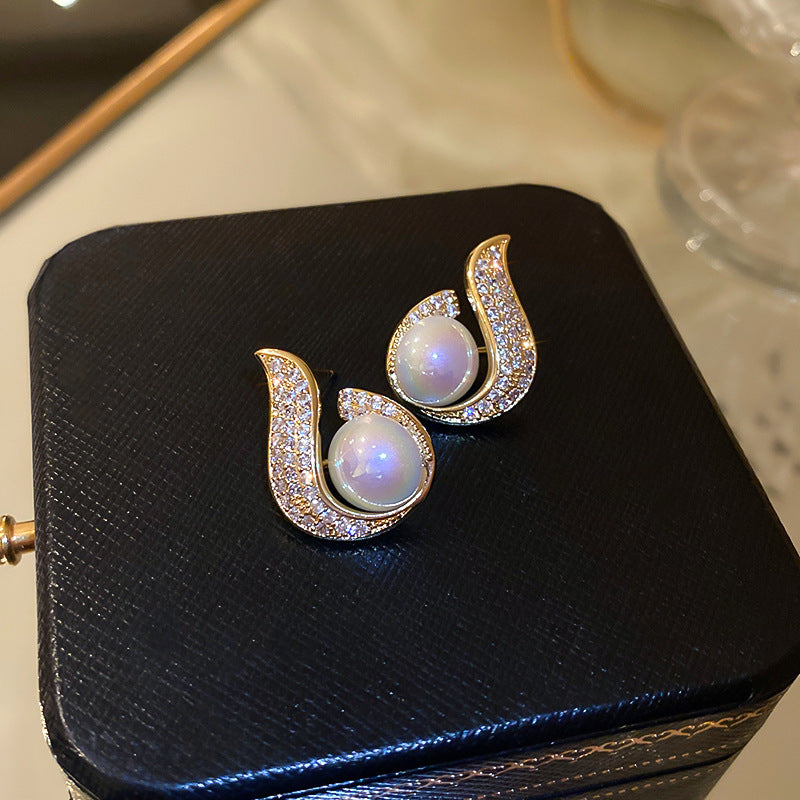 Geometric Pendant Earrings Women Vintage CZ Studs Retro Diamond Drop Fashion Jewelry