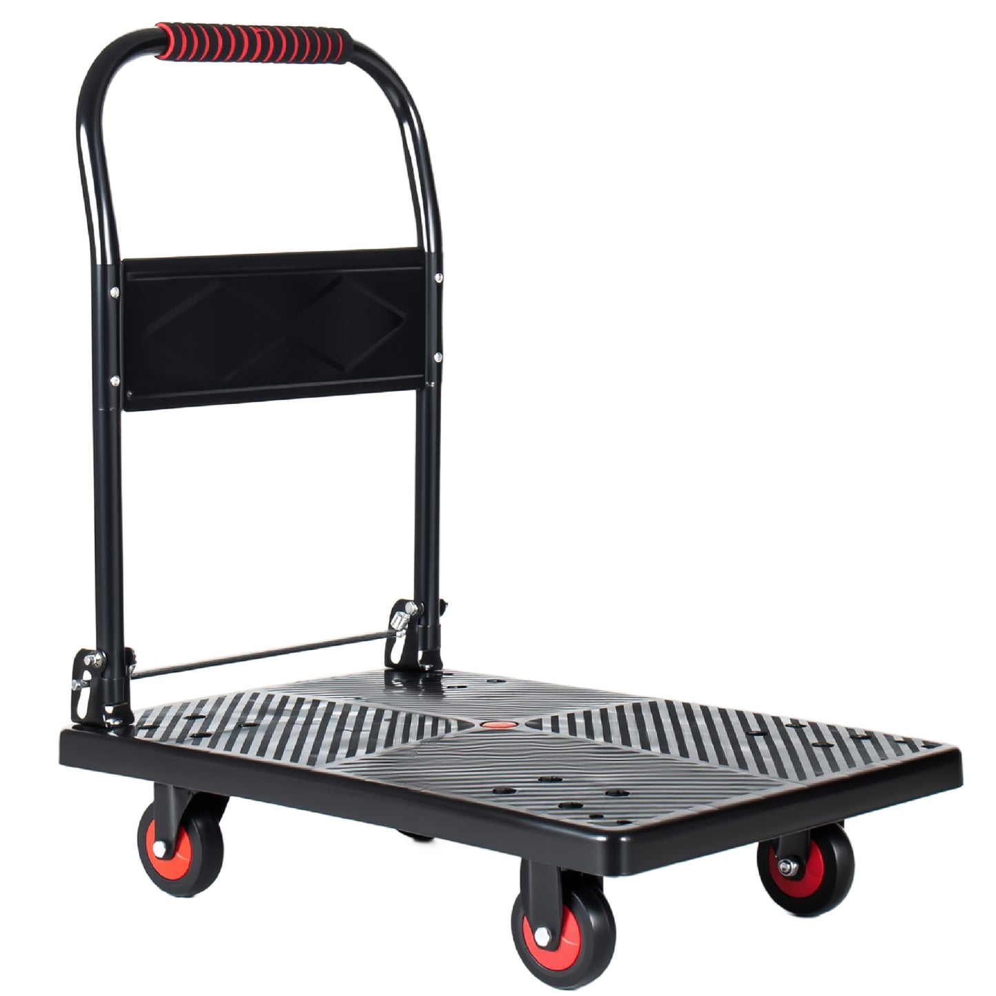 28- 3 4  Long X 18- 3 4  Wide Platform Truck  Foldable Handcart With 4  TPR 360- Degree Silent Wheels  330lbs Heavy- Duty Push Dolly Cart  4 Steel Load- Bearing Beams For Warehouse Garage Home Use