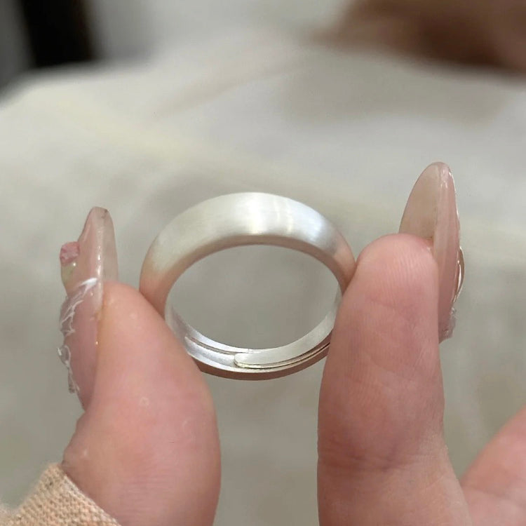 1pcs 999 Sterling Silver Brushed Solid Band Ring, Minimalist Chic Style, For Daily Wear & Casual Office Outfits