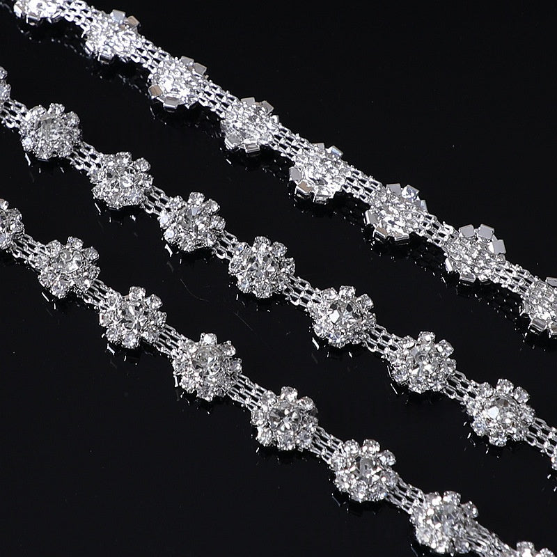 Chain Accessories Rhinestone Chain DIY Jewelry Soldered Chain Floral Design